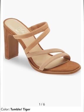 42 Gold Lonnie Tan Strappy High Block Heel Sandal